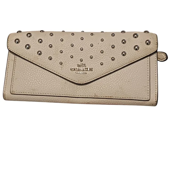 Coach | Bags | Coach Cream Studded Womens Wallet | Poshmark display picture 1